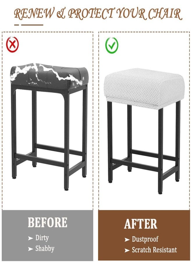 Levoberg غطاء كرسي بار ليفوبيرج مستطيل قابل للتمدد، مناسب لارتفاع طاولة المطبخ، غطاء كرسي بار مستطيل، غطاء مقعد طاولة المطبخ، غطاء مقعد خشبي أو معدني، طقم من 4 قطع، أبيض - Image 4